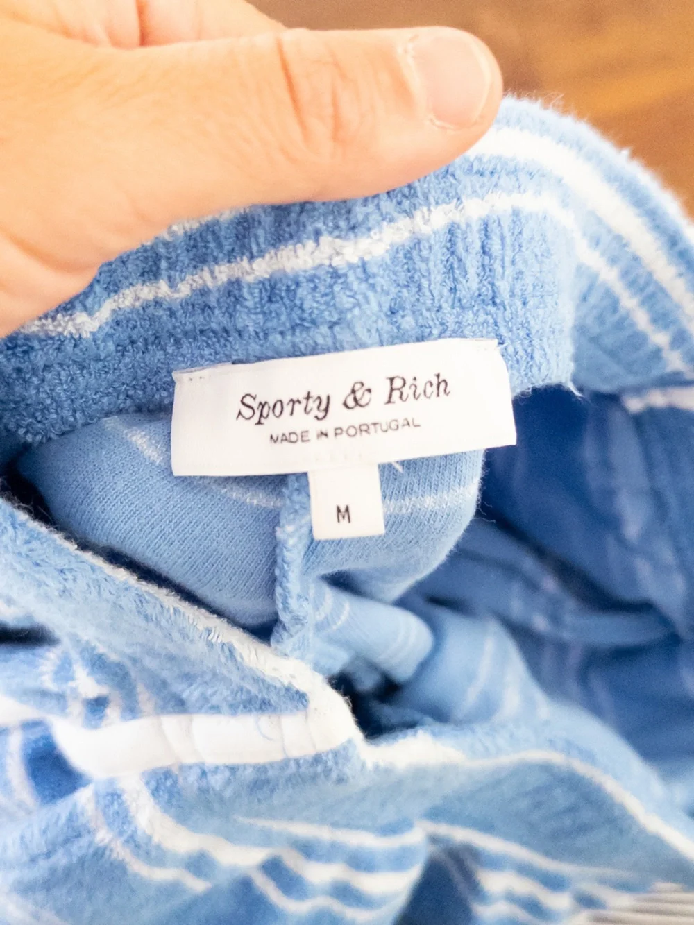 Sporty & Rich SRC Terry Cloth Short Medium Blue Juniper Striped Retro Sport